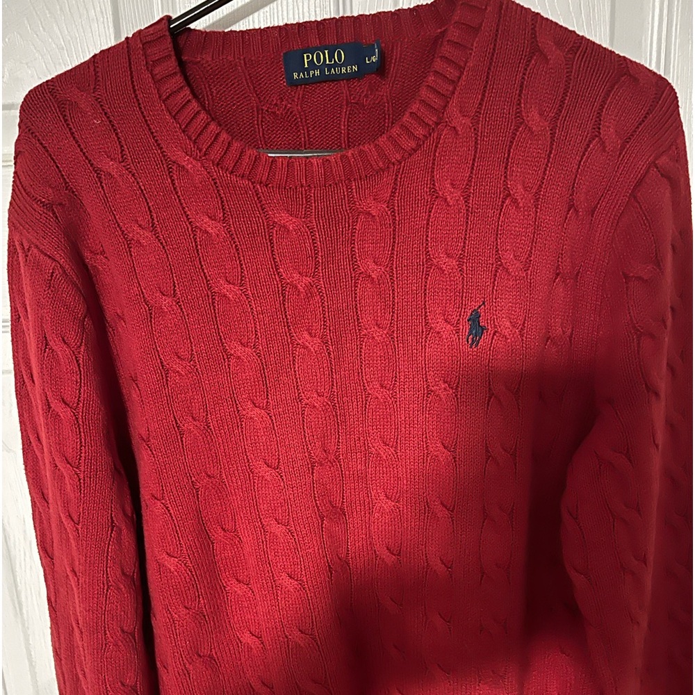 Men’s Polo Ralph Lauren Large. Red cable knit sweater. Excellent condition. NWOT